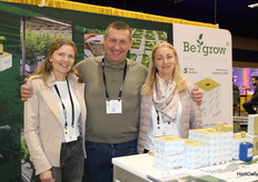 Christa Boerlage with Global Horticultural visiting the booth of BeGrow Sera, Dmytro Yakymakha and Olga Chebanova
