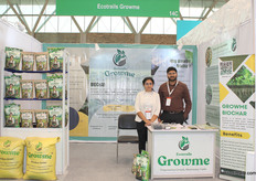 Ecotrails and Company's Nimisha Jaiswal and Manish Garg engaged visitors with their organic farming solutions, including biochar, vermicompost, and fermented organic manure.