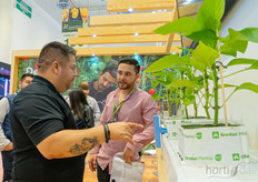 Nicolas Delon of Grodan busy at their booth.
