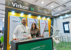 Sergio Caceres and Montserrat Avalos with Lanxess, showing the Virkon H products