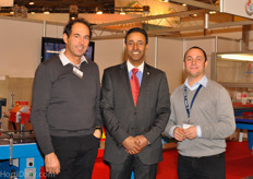 Left and Right: Loris Gallo and Alessandro Mazzacano from Urbinati together with their client Shaheen Alrubaie from Al Shaheen Nurseries Kuwait.