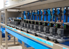 The irrigation units are able to make separate nutrition mixes for each single greenhouse compartment. The compartment has got a small nutrition storage, but not a big storage like large scale commercial greenhouses have. Each mix is made on the demand coming from the crop/greenhouse and then directly send to the designated compartment.