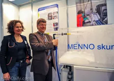 Menno Skumix could be seen last week at the IPM Essen, but was also present at the Fruit Logictica as the desinfection foam can also be used on packing and processing lines. On the picture; Anna-Catharina Heitgress and Laurents Kempkes.