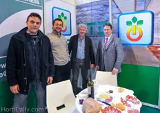 Jose Gongora from Agripolyane-Geopolyane visiting Simone del Debbio from HTE and Franco Limbarino from Europrogress. On the right Mauro Benvenuto from HTE.