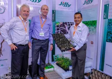 The team from Jiffy with the Orchid plug: Roelof Drost, Martijn Mellema and Athula Fernando.