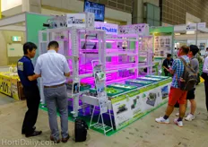 Itoh Denki showcased an automated system that reminded me of the cultivation system of Delissen lettuce in The Netherlands. The shuttle with the propagation trays are wirelessly and battery powered.
