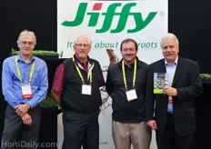 The team of Jiffy : US hydroponic's specialist Sylvain Helie, Mike Cade ( JIffy's new bedding plant sales rep for Canada and US, Daniel Grincewicz and Rudolf Drost.