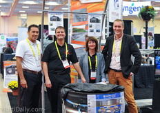Nico Niepce of Alweco, Craig Riesebosch and Colleen Devoe of Westland Greenhouse Equipment & Supplies accompanied by Arjen van Dijk of NPI water storage.