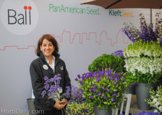 Lourdes Reyes from Ball showing the new varieties.