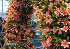 An arch, made of lilies, at the Bot Flowerbulbs stand