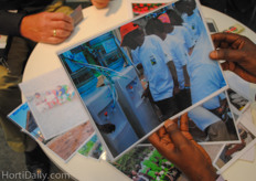 Joram Kanyua from Panda Flowers Limited showing their fair trade projects.