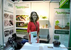 Maria Obukhova, United Minerals Group, tells about the SaproGrow. The product comes from the bottom of a lake and betters the quality of plants when mixed with soil.