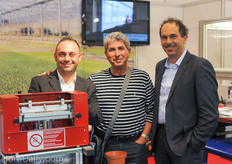 Urbinati's Alessandro Mazzacano and Loris Gallo with their Israeli customer Avakrat Hanania of Shorashim in the middle.