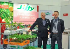 Jiffy's Roelof Drost and Arjen van Leest with the new PreGro concepts on display.