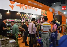 Busy at the booth of New Fashion Flowers.
