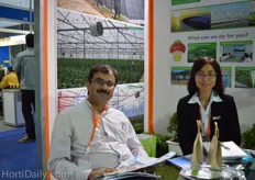 Ms. Dawn Lee from Trinog-xs Greenhouse Tech and a visitor on the left, Adnan Usmani from Izhar Steel.