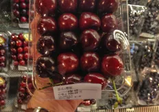 21.- USD for a pack of regular cherries.