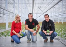 Jodi and Adrian Roelands together with production manager Arie Alblas in the first 4 acre phase of the propagation greenhouse in Lambton Shores, Ontario.