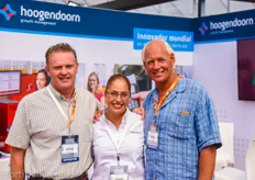 Dennis van Alphen and Bert Neeft of Total Energy visiting their friend Gloria Lopez at the Hoogendoorn booth.