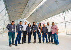The team from Serretek and Certhon at their demonstration greenhouse.