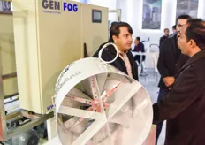 Integrated fogging and fan system on display at GenFog's booth.