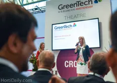 GreenTech's GM Mariska Dreschler welcomes the exhibitors at the opening on the morning of Day 1.