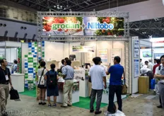 Stone wool substrates from Grodan at the booth of Nittobo.