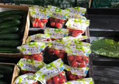 Hydroponic tomatoes; sold in a bag of seven for €1,75.