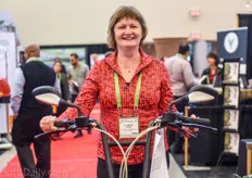 Canadian Greenhouse Conference organizer Carol Puppo riding the Virto sponsored by FormFlex Canada.