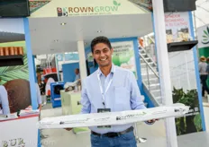 Chamila Lopez of BrownGrow at the booth of his distributor Excalibur Mexico.