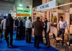 Catching up at the booth of Italian gutter manufacturer P.TRE.