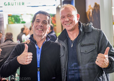 Tomato grower Christian Jouno with Ronald Kloppenburg of Luiten Greenhouses.