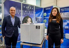Vincenzo Russo and Antonella Migliozzi of Vifra, presenting the new V-Dry dehumidifier.
