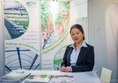 May Huang of Chinese greenhouse manufacturer Trinog-xs Xiamen. The Chinese greenhouse builder has increased its presence outside Asia over the last couple of years.