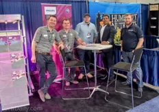 Shan Halamba and Edward Macmahon of Riococo cathing up with Roel Janssen, Blake Lange and Brian Bain at the Philips booth.