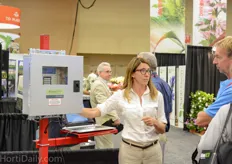 ​ Patricia Dean with the new Envirostep at the booth of Wadsworth.