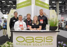 Jeff Naymik, Dave Hyre, Brenton Williams, Colleen Schloss and Michael Wiebe of OASIS Grower Solutions, promoting their easy to use plant propagation substrates and growing media.