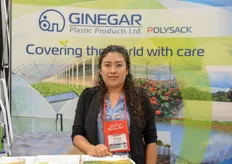 Alicia Cervantes with Ginegar greenhouse covers.