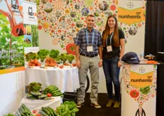Ali Mohammad and Monika Pickering of Bayer promoting the latest Nunhems greenhouse vegetable varieties.
