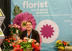 Felicia Vandervelde of Florist promoting their new Berry's and Cream Gerbera.