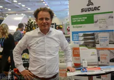Ruben Lensing of Sudlac at the booth of Sun Parlour Grower Supply.