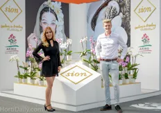 Veronica Vazquez and Tristan Koop of Sion showcasing their latest orchid varieties.