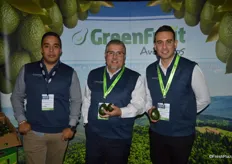 Carlos Valerio, Dan Acevedo and Brian Gomez with GreenFruit avocados show Hass avocados from Mexico.