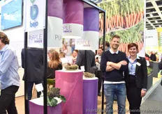 The new Bejo stand offers extra focus on the purple vegetables with the Purple Power mark - attractive vegetables with a high level of nutrients. Shown by Jurgen van Baar & Danielle Bruin.
