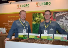Jacco Hoogendoorn and Dorus Verhoeven showing various substrate options at the Legro stand.