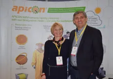 Orsolya Kiss and Bela Domocsok at the Apicon stand.