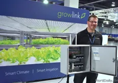 Growlink offers climate control sensors and software. Jim Stephens is showing the system.