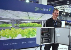 Growlink offers climate control sensors and software. Jim Stephens is showing the system.