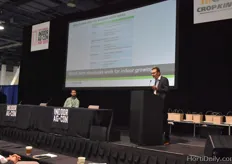 Martin Veenstra, Sales Engineer, Certhon on the farm structures working best for indoor grows. Also speaking was Brad McNamara, CEO of FreightFarms.