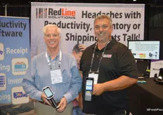 Todd Baggett and Greg Emery with RedLine Solutions proudly show the Zebra TC 8000 scanner and Zebra MC 3300 scanner.